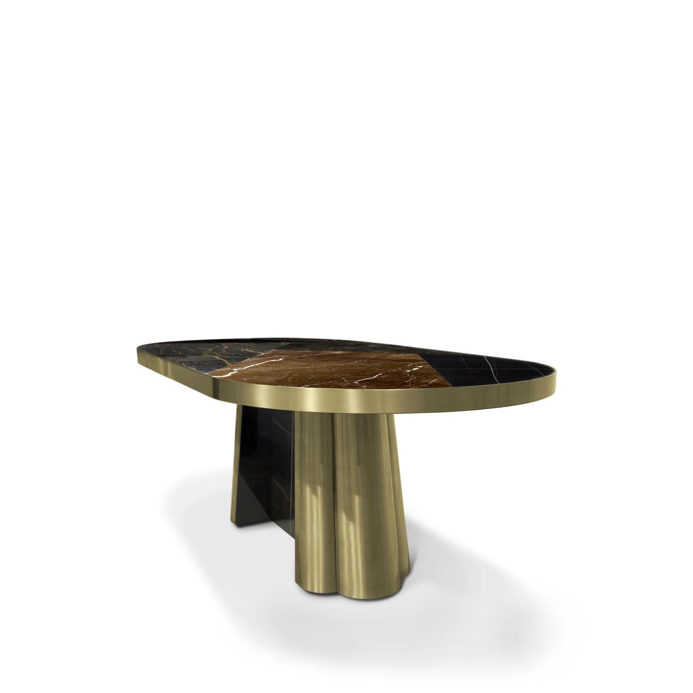 Portuguese Decodiva Black & Gold Granite Dining Table For Sale