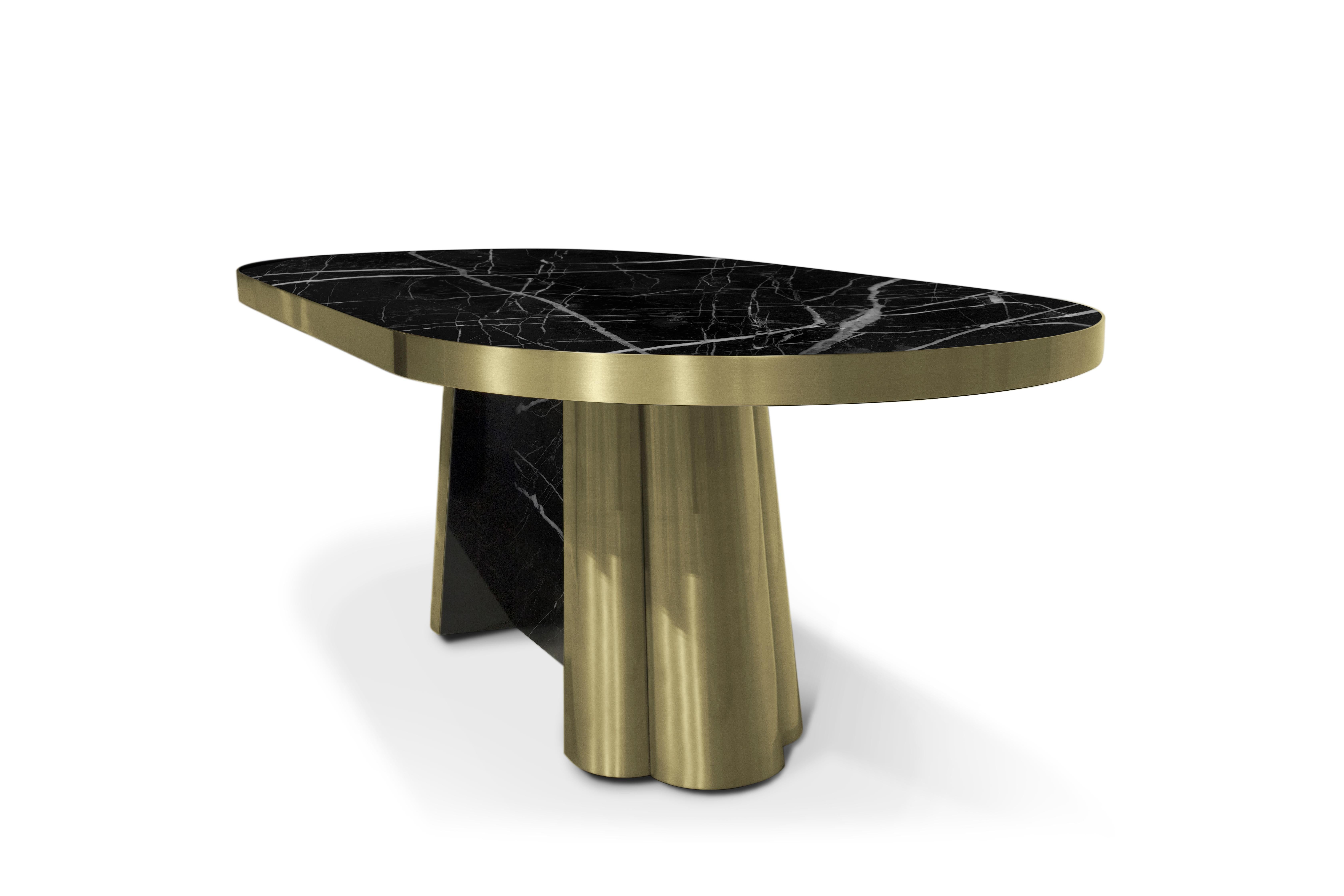 Portugais Decodiva Table de salle à manger en marbre Nero Marquina en vente