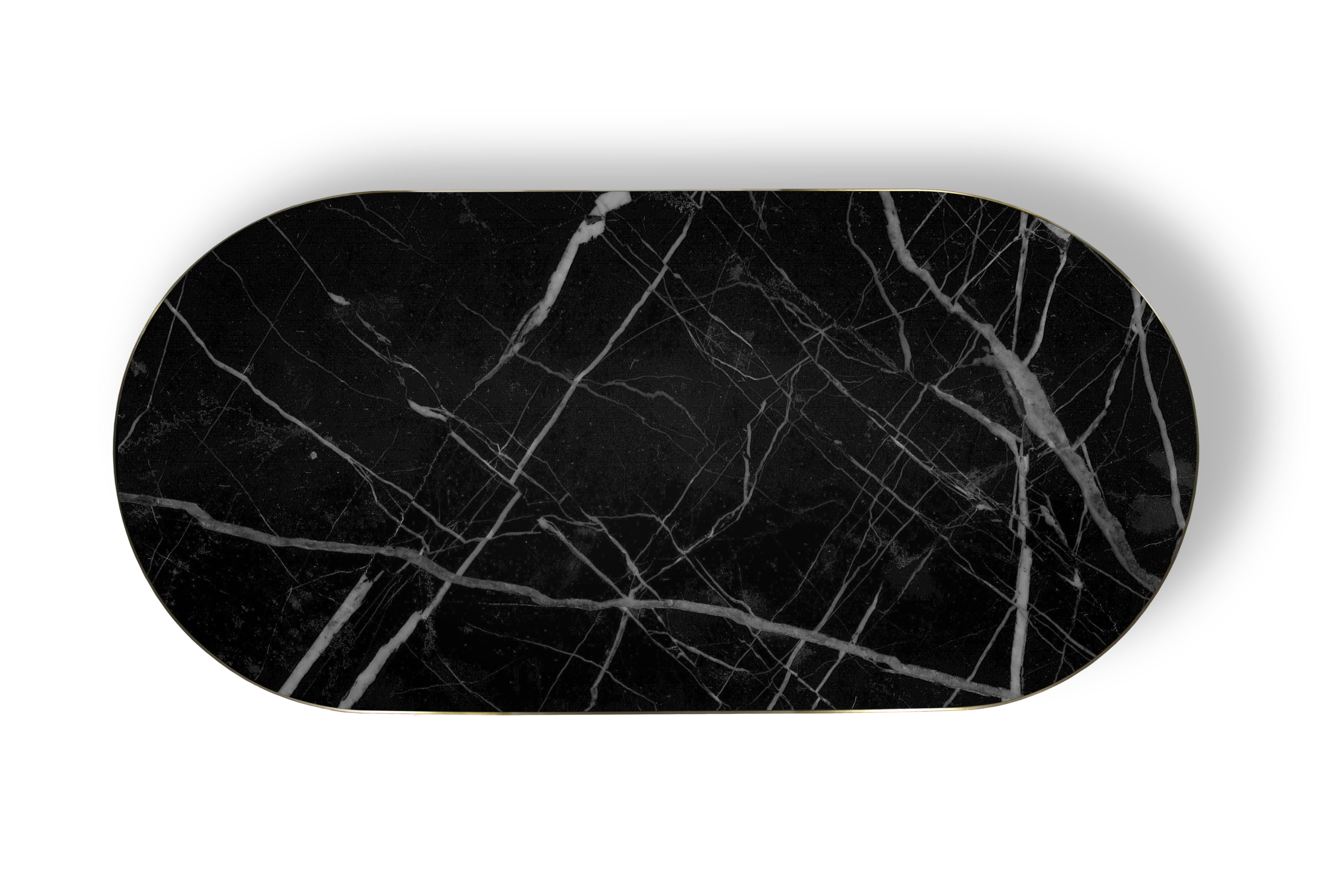Fait main Decodiva Table de salle à manger en marbre Nero Marquina en vente
