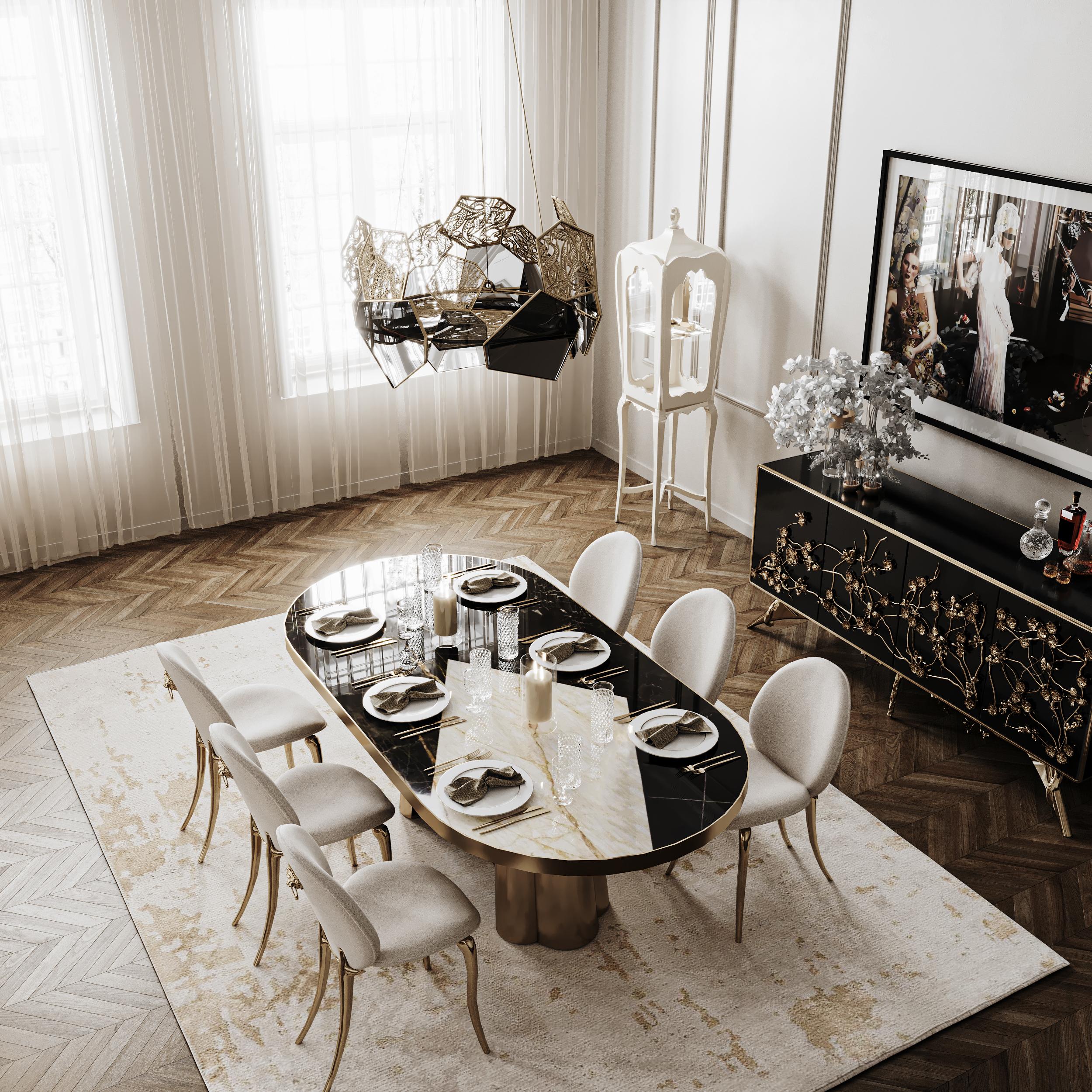 Decodiva Table de salle à manger en marbre Nero Marquina en vente 2