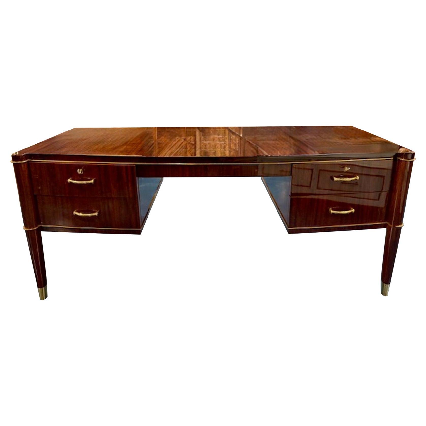 Escritorio de caoba estilo Art Déco Decoene Freres en venta
