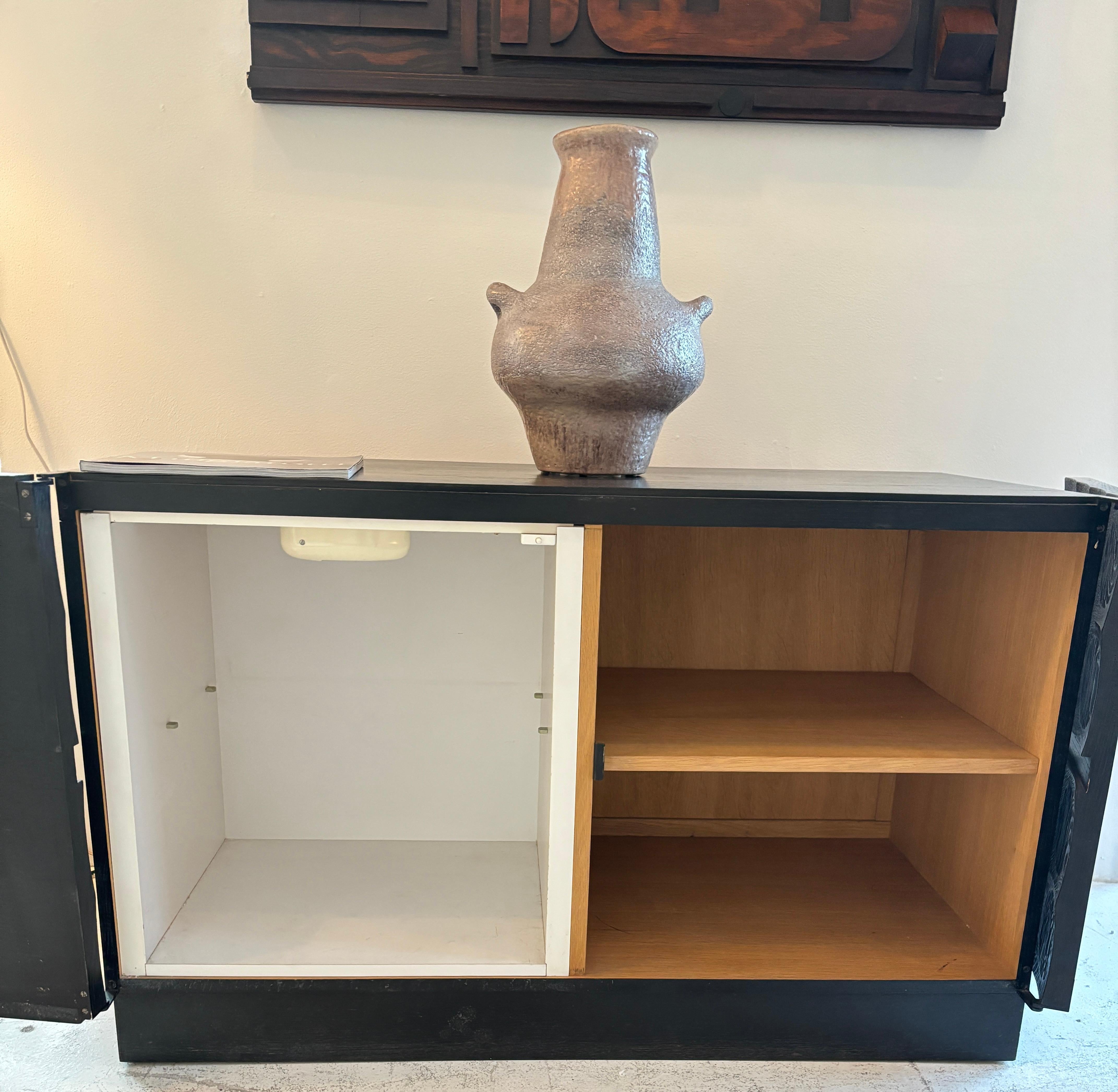 DeCoene Freres Brustalist Stained Black Oak Credneza Sideboard Belgium c1970 For Sale 1