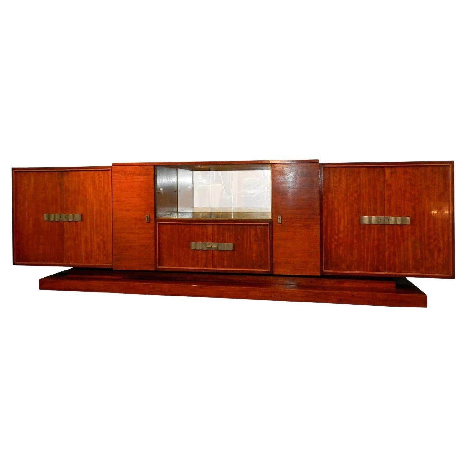 Decoene Freres, Large Art Deco Sideboard in MOVINGUI MOIRE , circa 1930 en vente