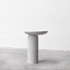 Organic Form White Stone Side Table Sculpted by Frederic Saulou