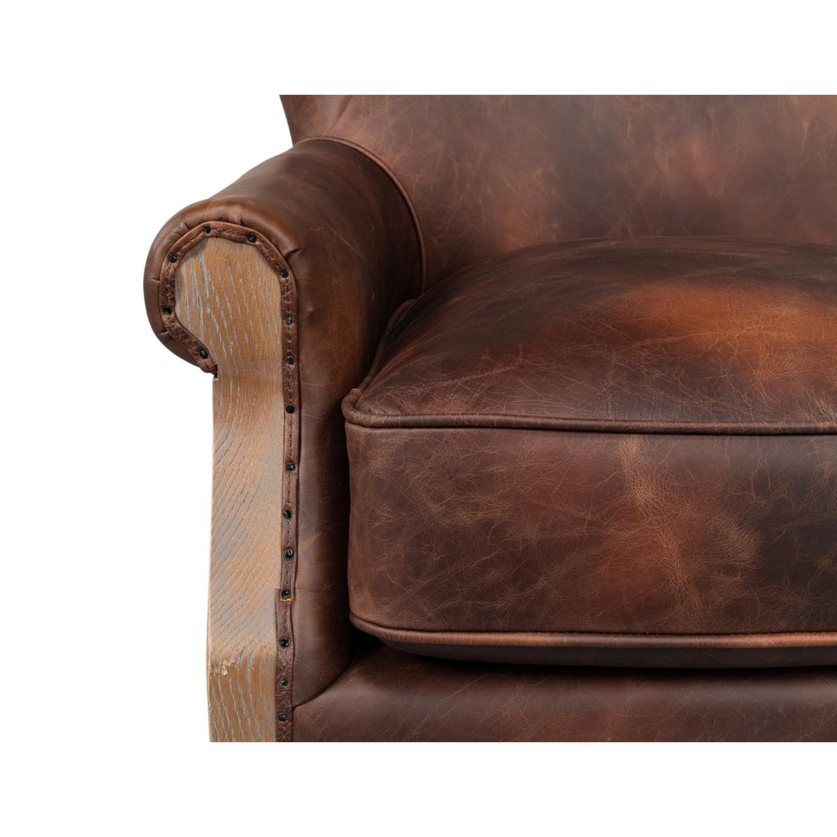 Leather Deconstructed Classic Club Chair For Sale