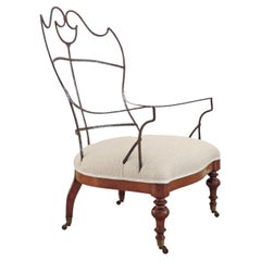 Fauteuil français à dossier squelettique et cadre en fer déconstruit, années 1880