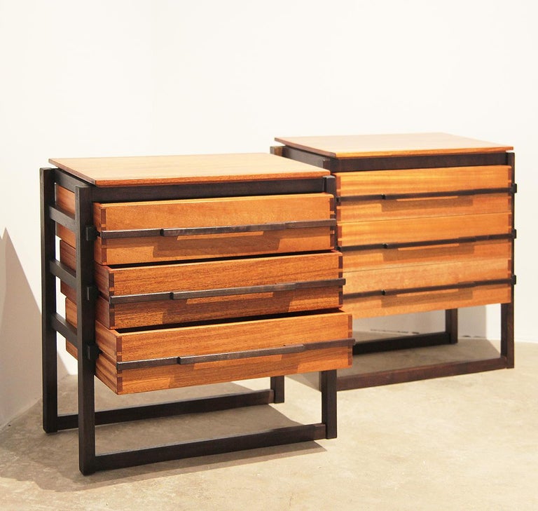 Deconstructed Pair of Custom Made Modernist Nightstands / Side Tables For Sale 5