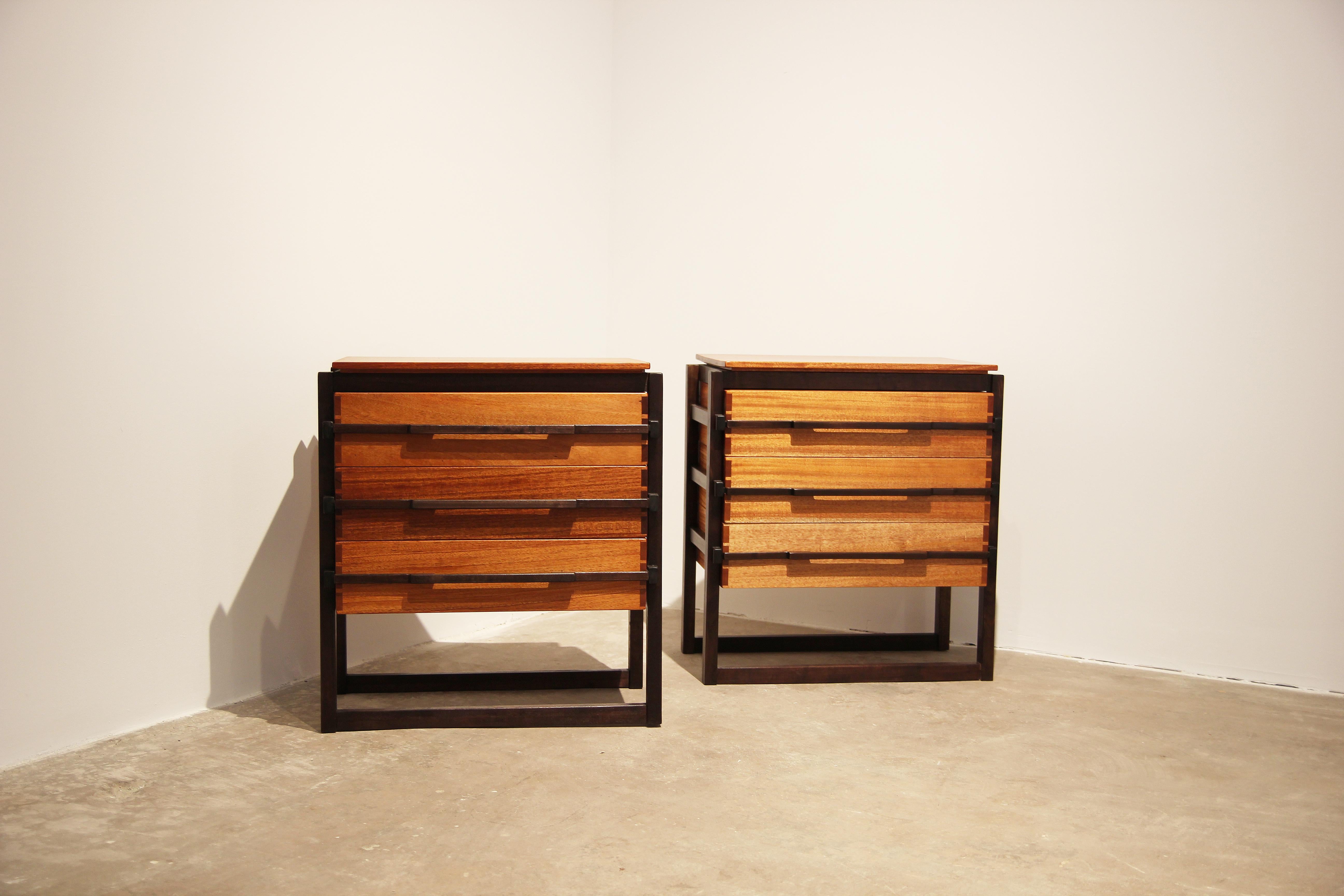 Deconstructed Pair of Custom Made Modernist Nightstands / Side Tables 2