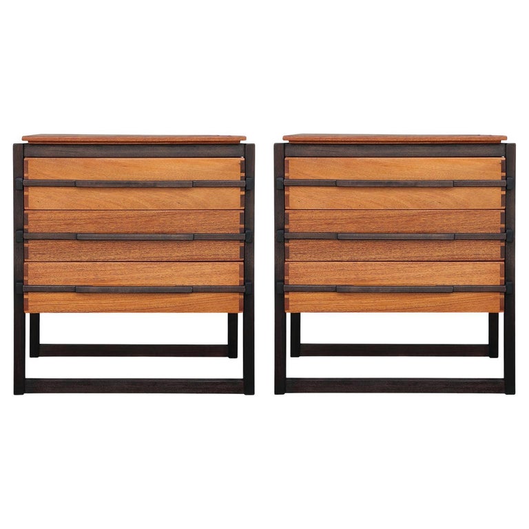 Deconstructed Pair of Custom Made Modernist Nightstands / Side Tables For Sale