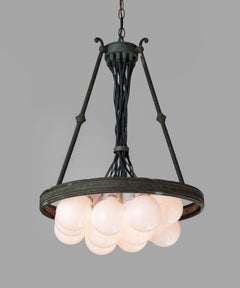 Deconstructed Verdigris Brass Chandelier