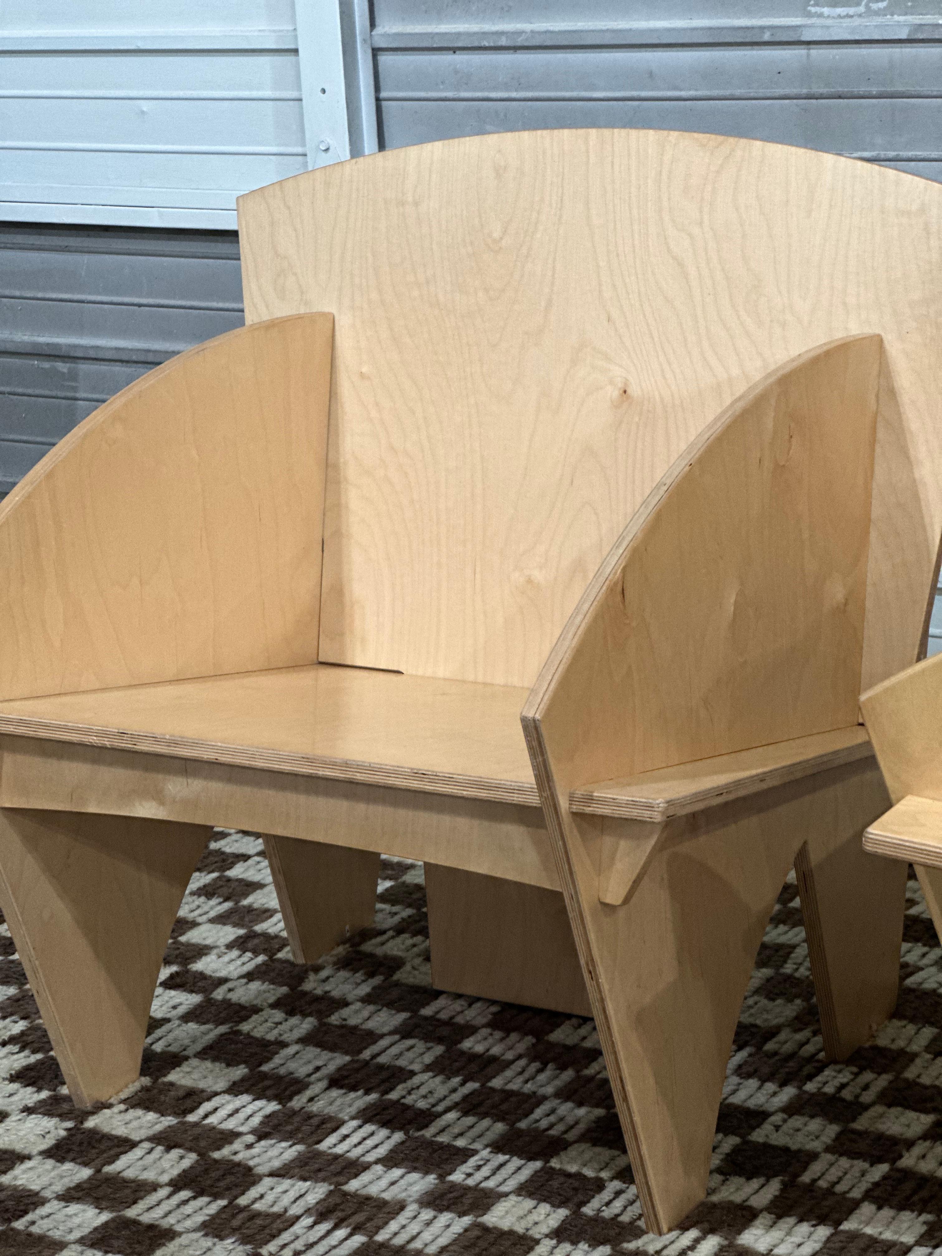 American Deconstruction Modern Plywood Puzzle Piece Chairs