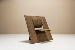 Deconstructivist Angled Square Chair in Wood, Netherlands 1980s