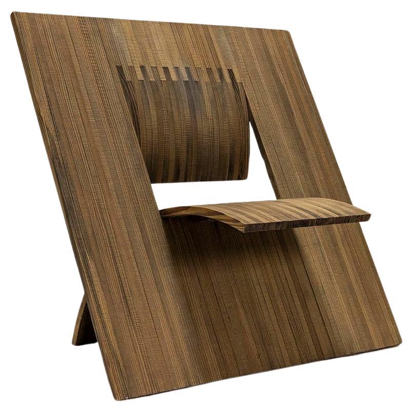 Silla cuadrada angular deconstructivista de madera, Países Bajos Años 80 en venta