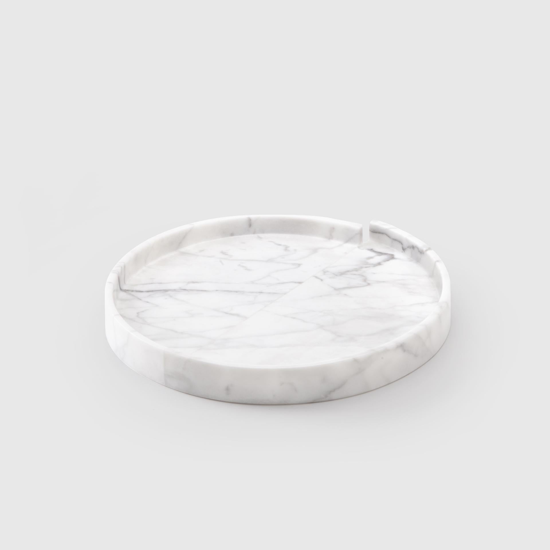 Deconstructivist Modern Tray by Sandro Lopez, Italian White Statuary Marble In New Condition For Sale In Milano, IT