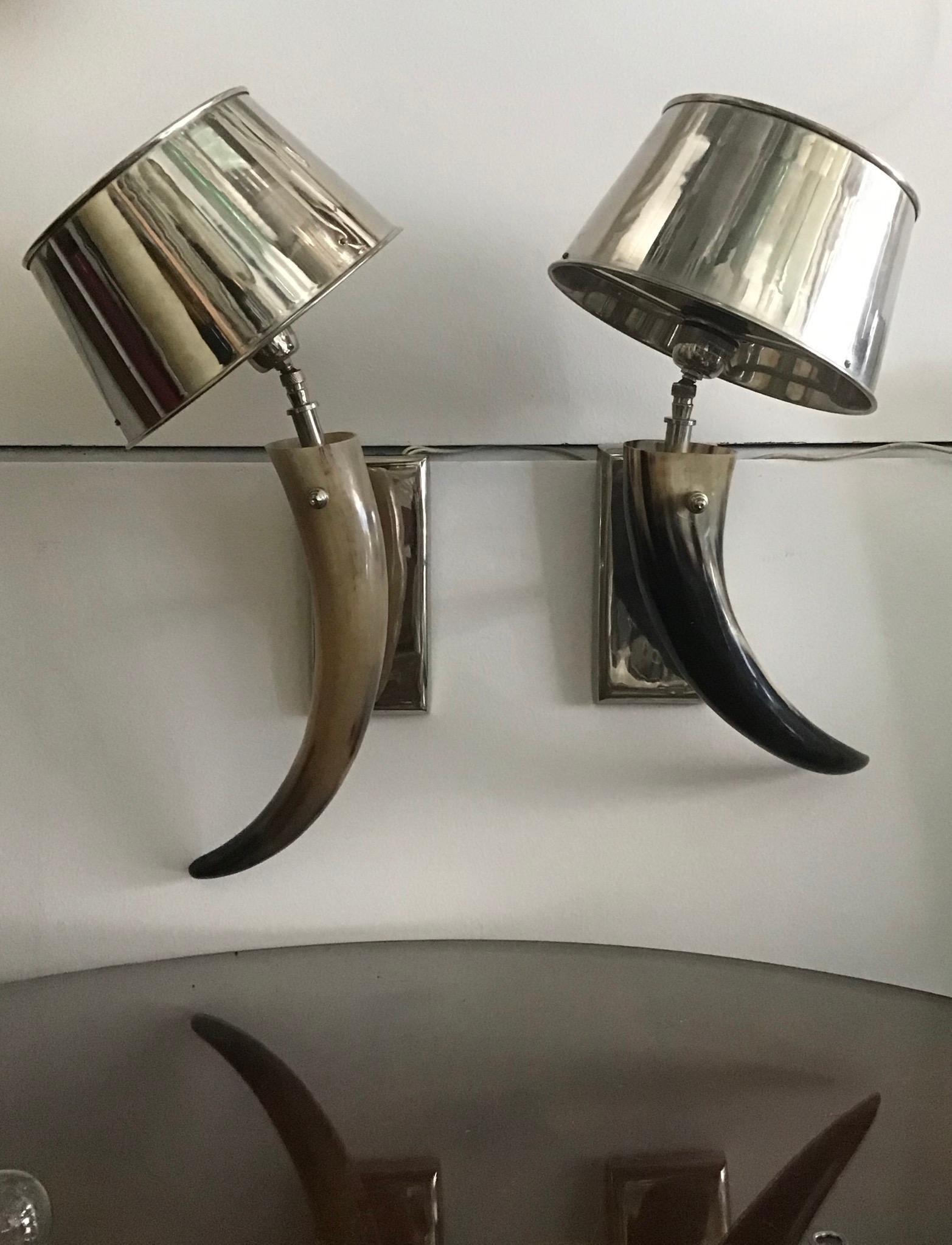 Decor Line Sconces Horn and Steel, 1980, Italy 8