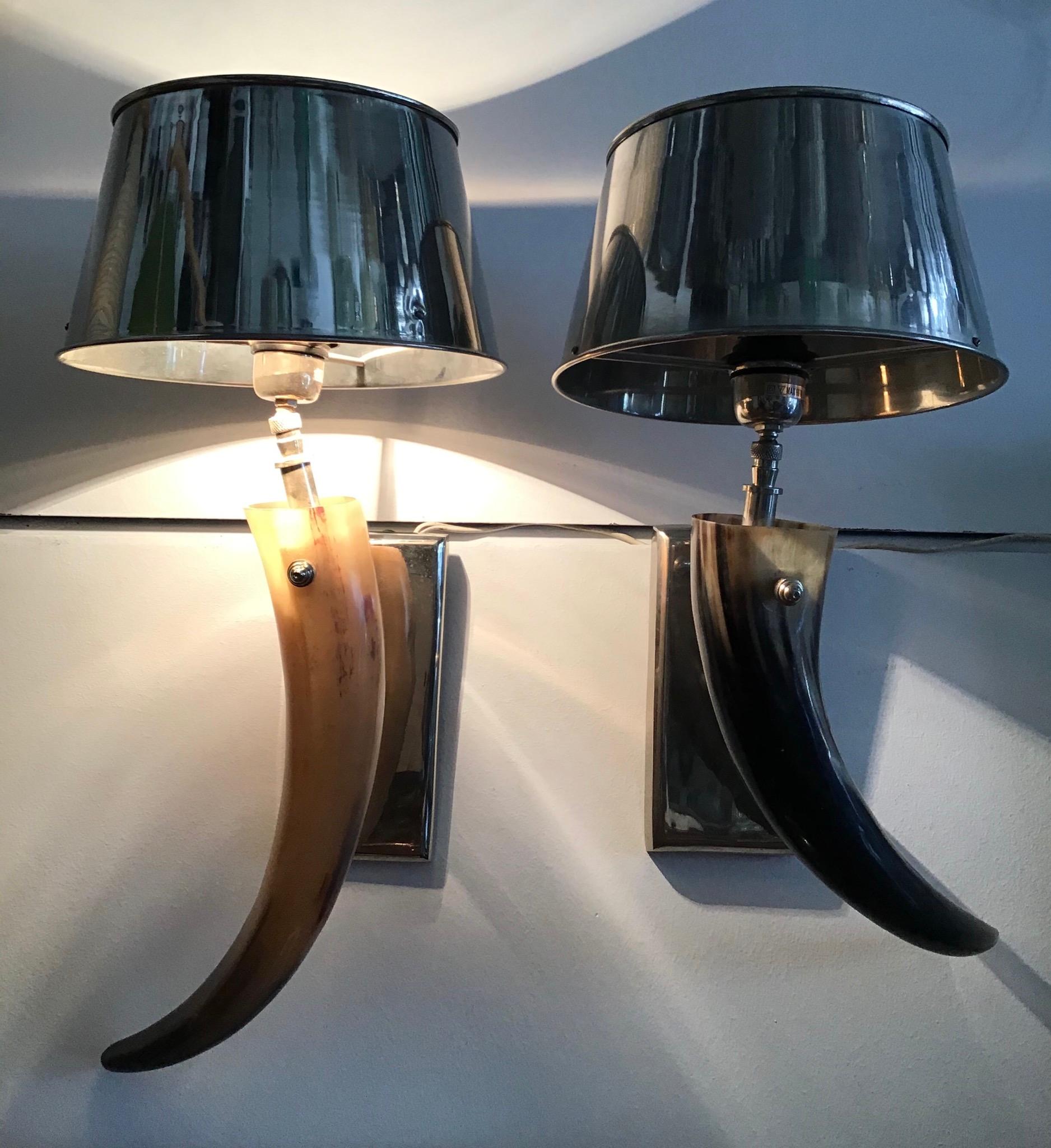 Other Decor Line Sconces Horn and Steel, 1980, Italy