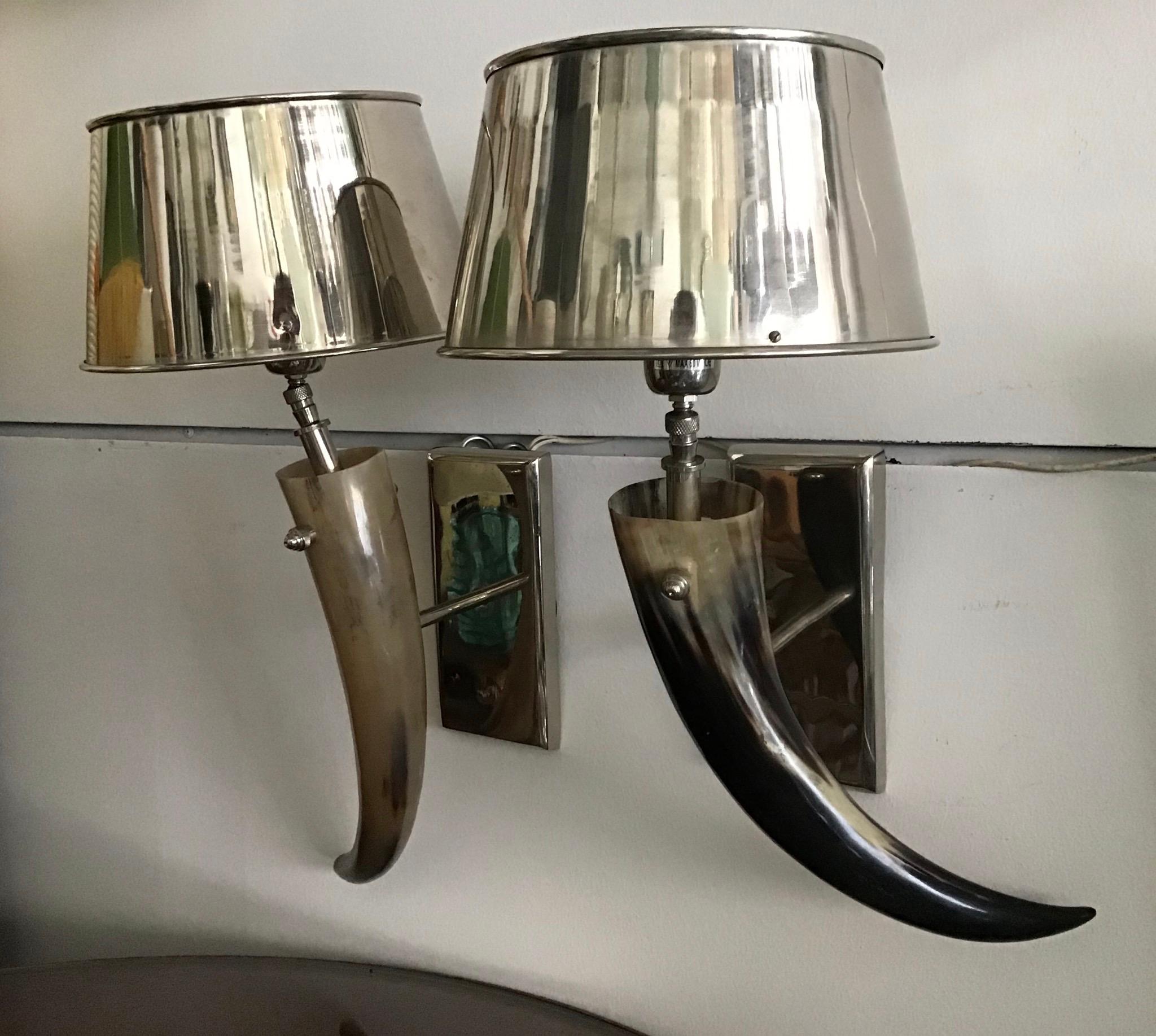 Late 20th Century Decor Line Sconces Horn and Steel, 1980, Italy