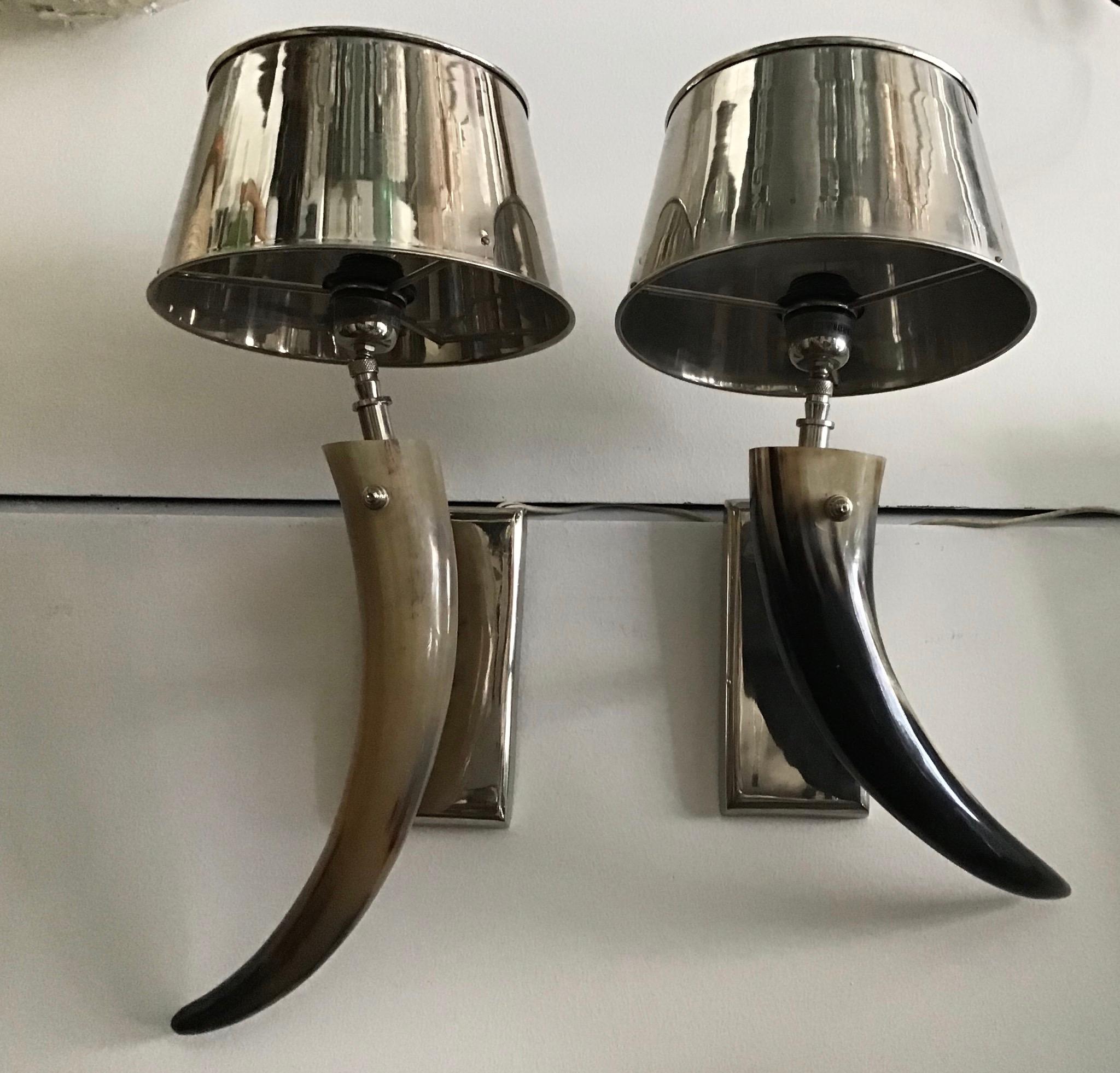 Decor Line Sconces Horn and Steel, 1980, Italy 1