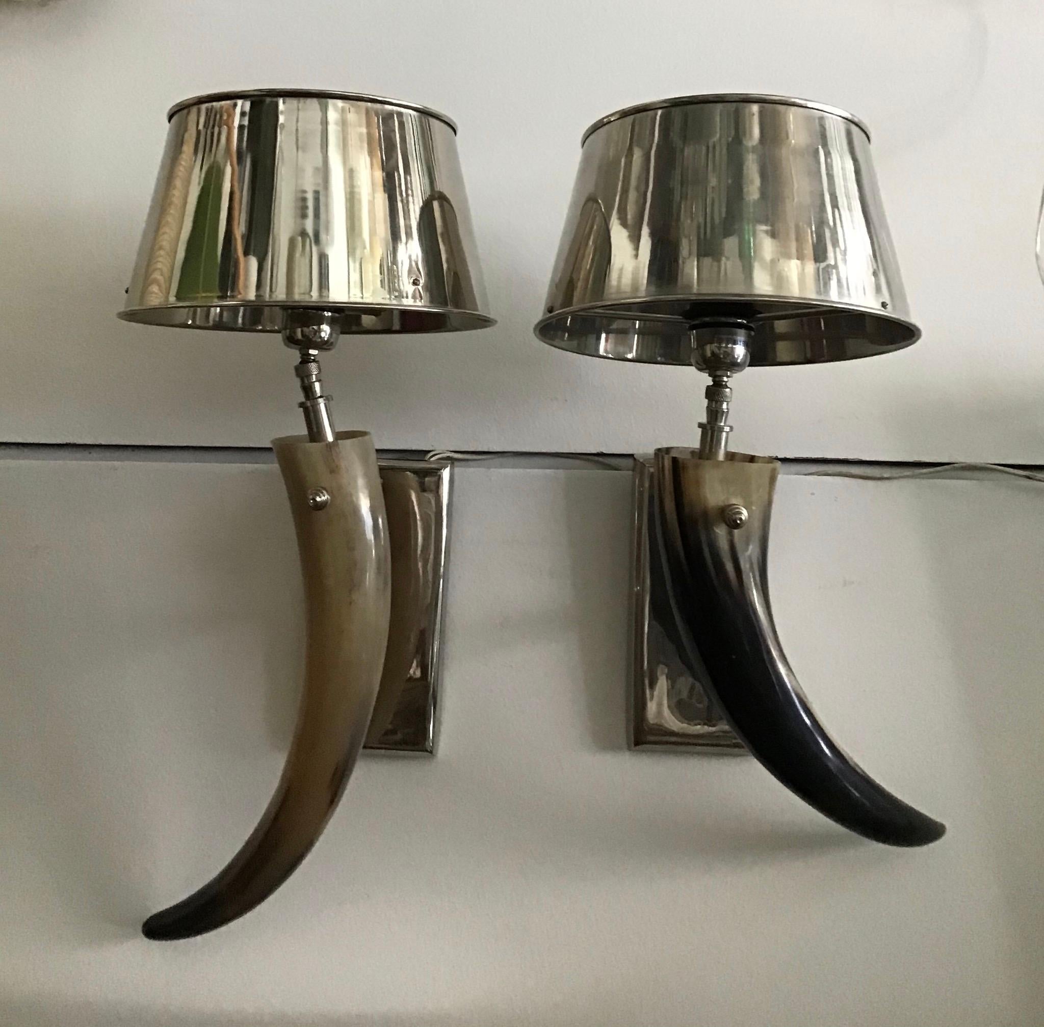 Decor Line Sconces Horn and Steel, 1980, Italy 2