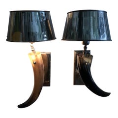 Decor Line Sconces Horn and Steel, 1980, Italy