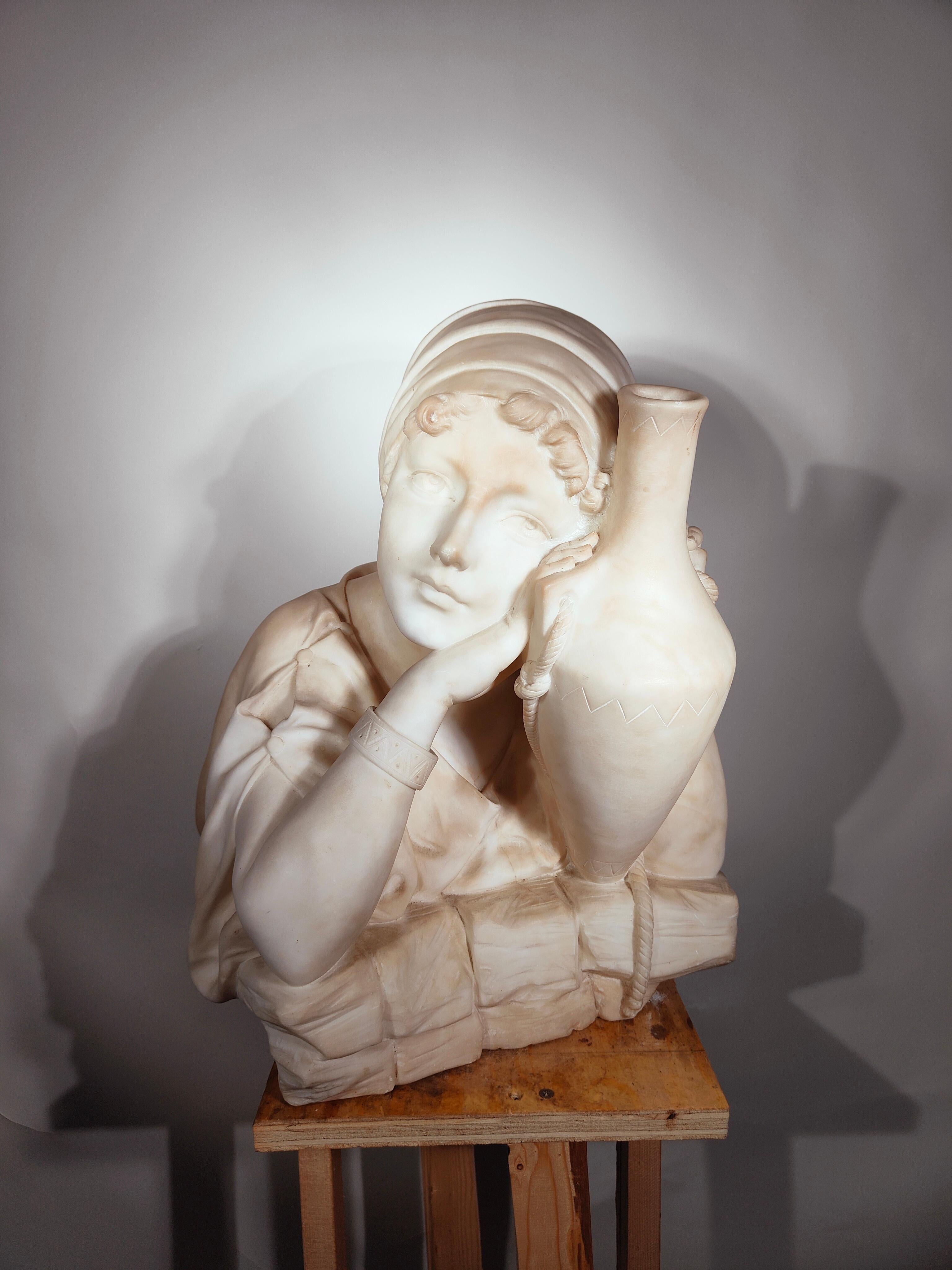 XIX Century Italian Marble Sculpture
ELEGANT 19TH CENTURY ITALIAN MARBLE SCULPTURE REPRESENTING A YOUNG MAN WITH A PITCHER. TO HIGHLIGHT THE YOUNG MAN'S RELAXED EXPRESSION AND THE EXCELLENT EXECUTION OF THIS SCULPTURE. IT HAS ITS ORIGINAL PATINA
