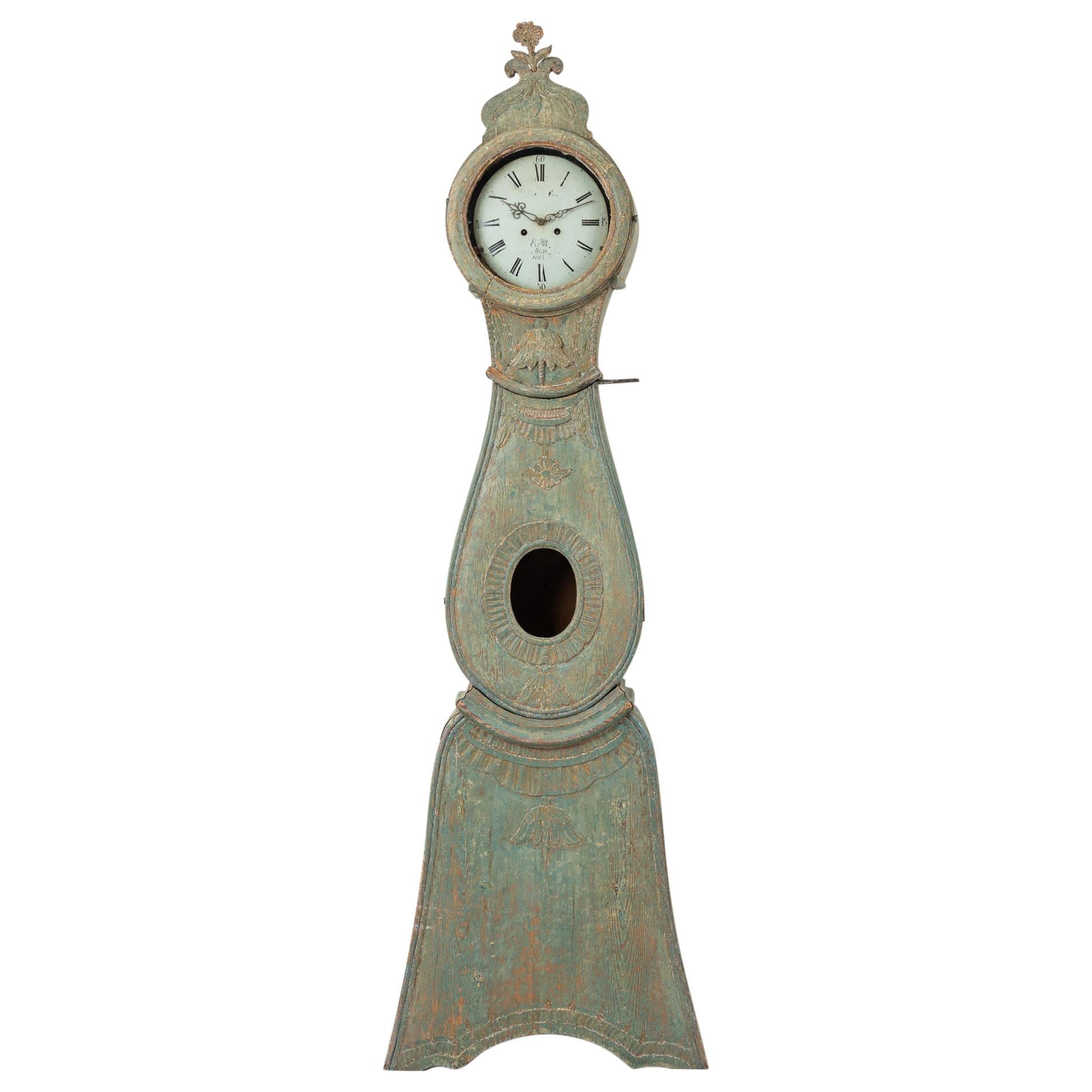 Decorated 18th Century Swedish Long Case Clock