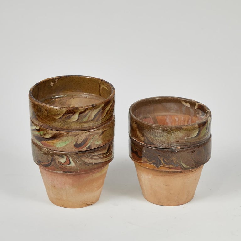 English Decorated and Glazed Rim Pots from 1960s, England