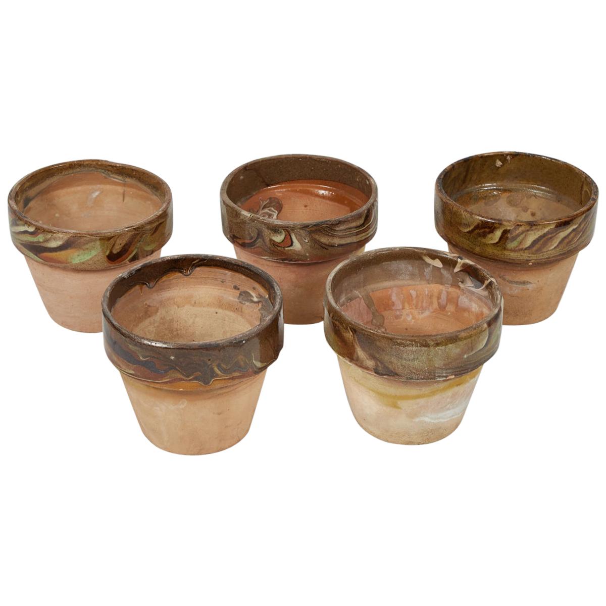 Decorated and Glazed Rim Pots from 1960s, England