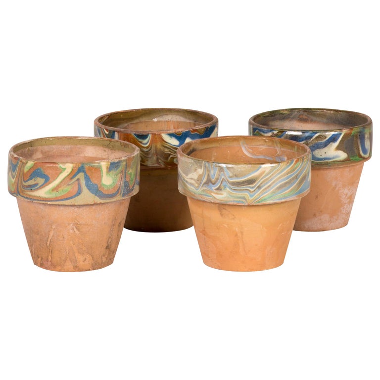 Decorated and Glazed Rim Pots from 1960s, England For Sale