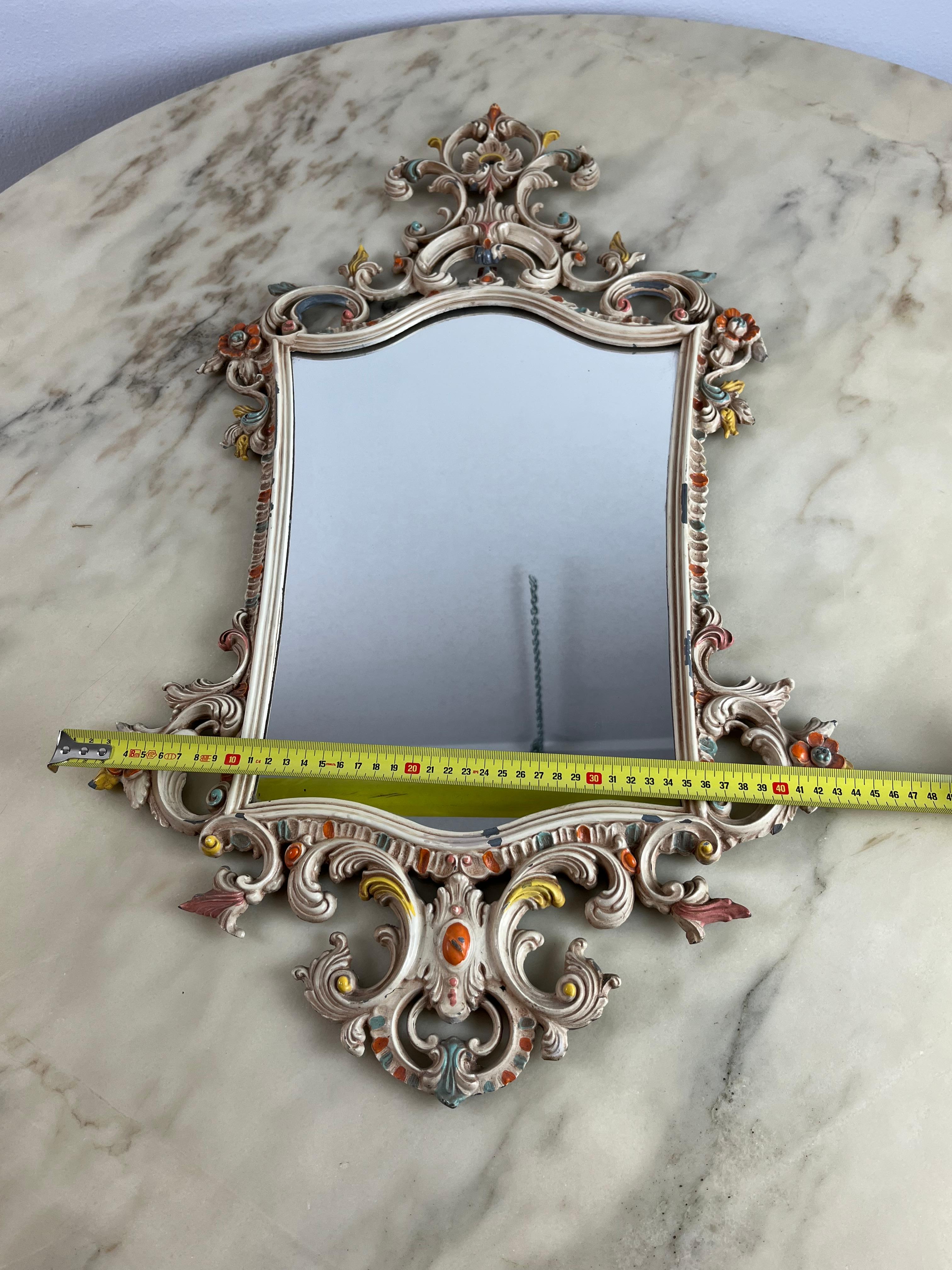 Decorated Bronze Wall Mirror, Italy, 1970s For Sale 4