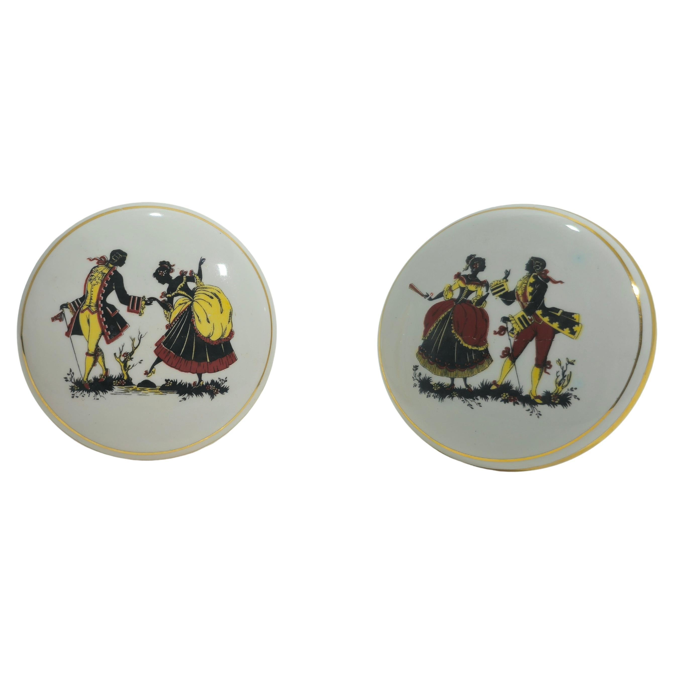 Decorated Ceramic Door or Drawer Handles or Knobs Mid-Century Modern Italy 70/80