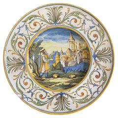 Decorated ceramic plate, 19th century, historical scene
