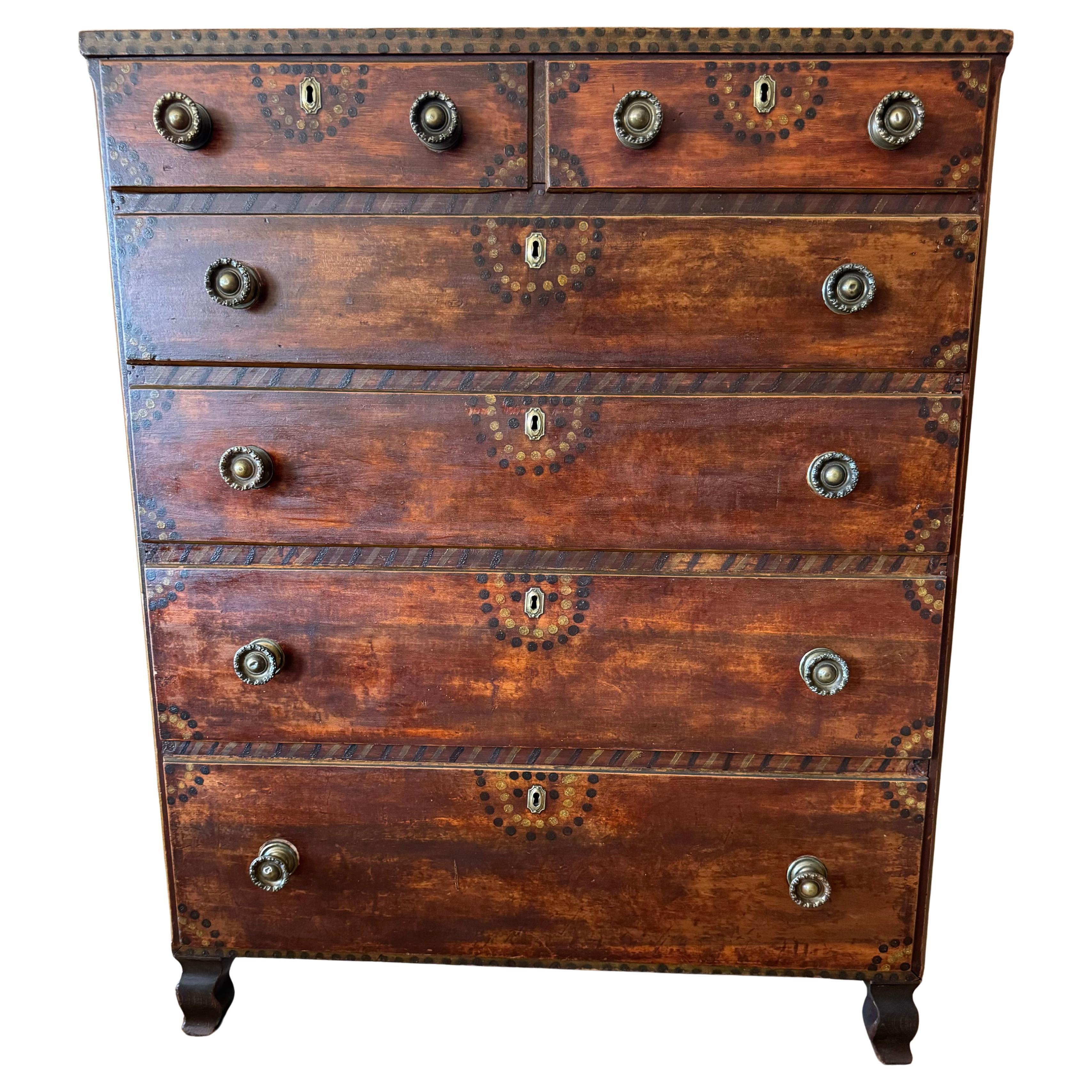 Antique Painted & Decorated Chest with Drawers