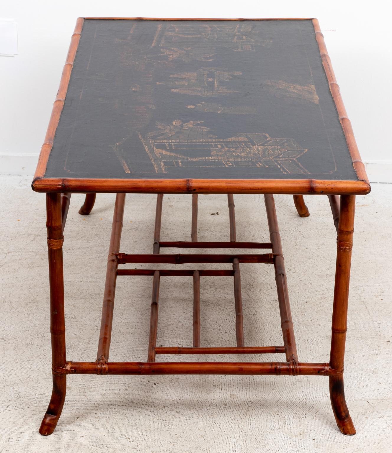 Wood Decorated Chinoiserie Style Coffee Table