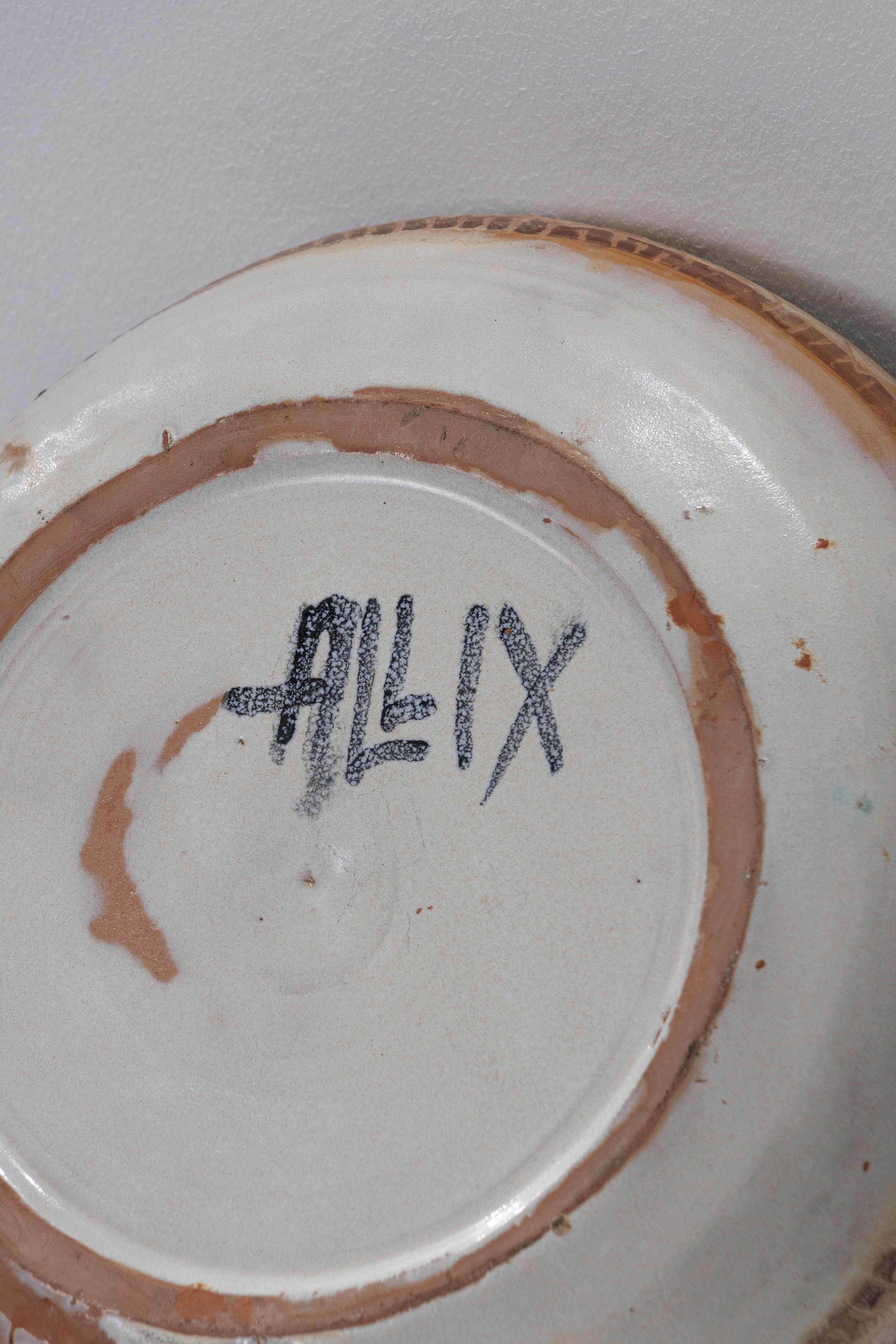 Plato circular decorado, cerámica de Vallauris, años 50 en venta 1