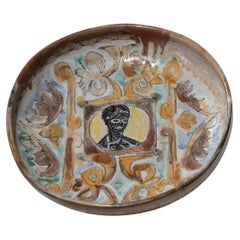 Piatto circolare decorato, ceramica di Vallauris, anni '50