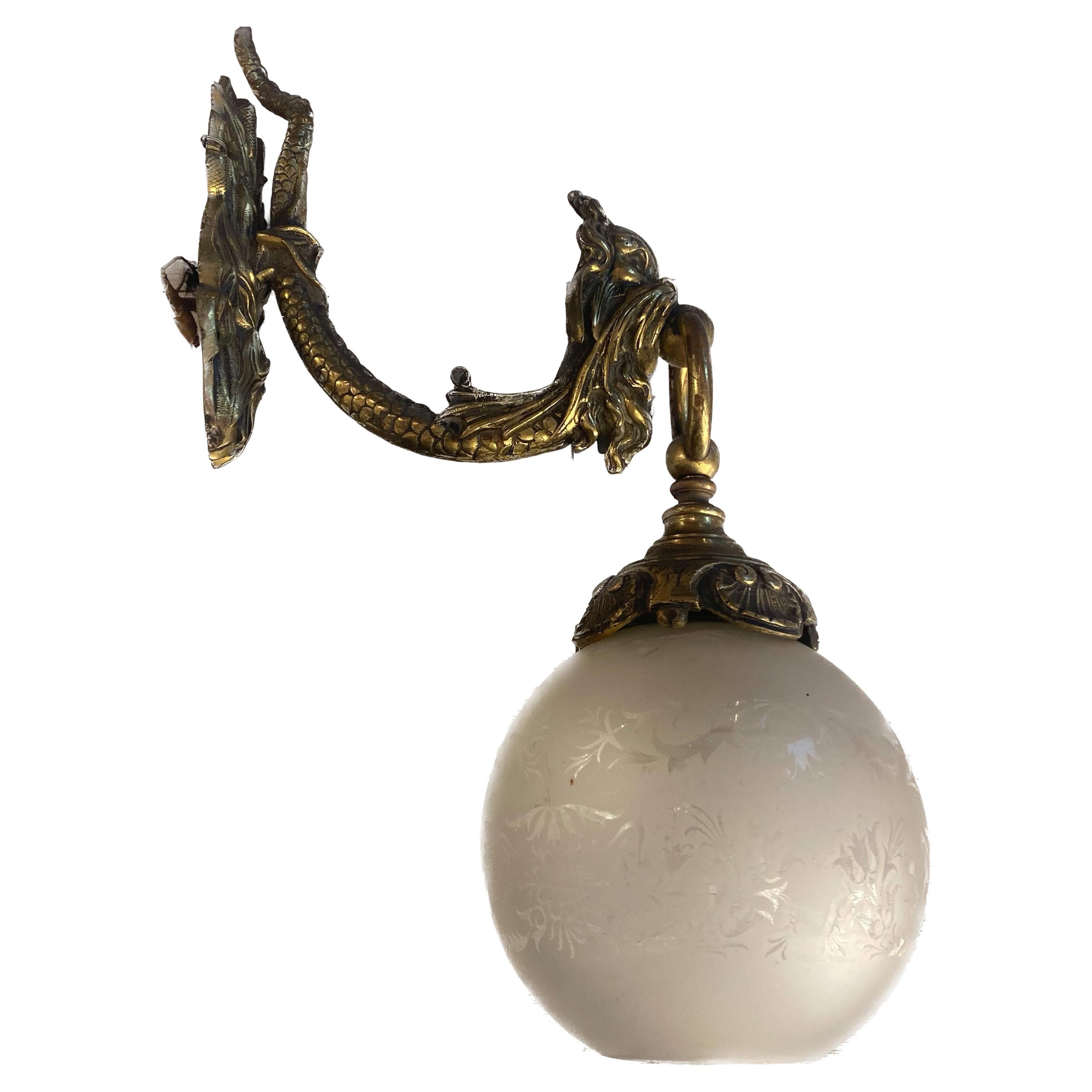 Decorated Crystal and Bronze Wall Lamp