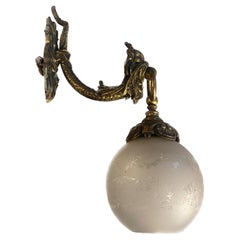 Decorated Crystal and Bronze Wall Lamp