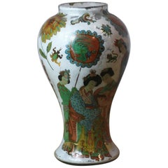 Antique Decorated Decalcomania Vase