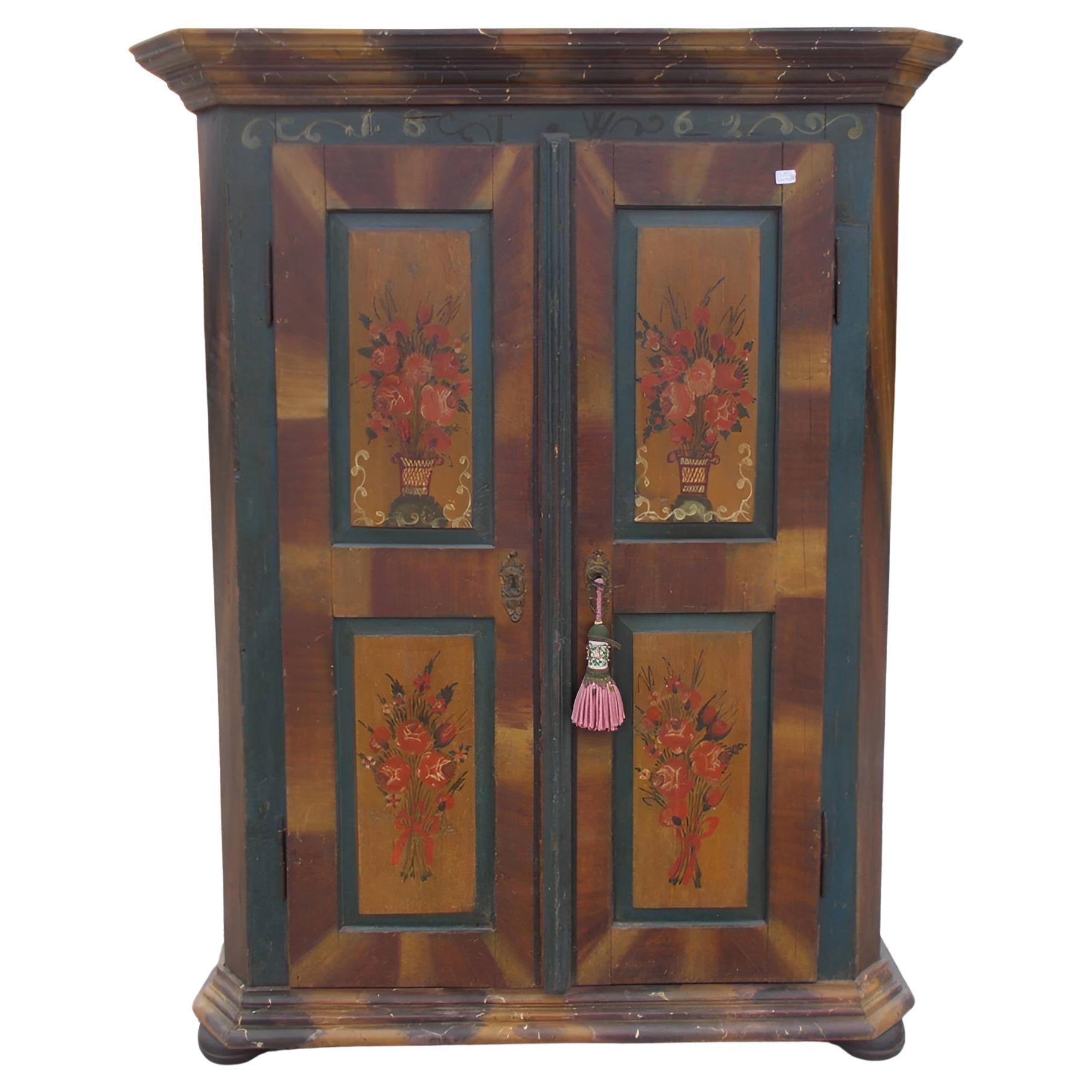 Decorated Fir Cabinet with Various Secrets Inside For Sale