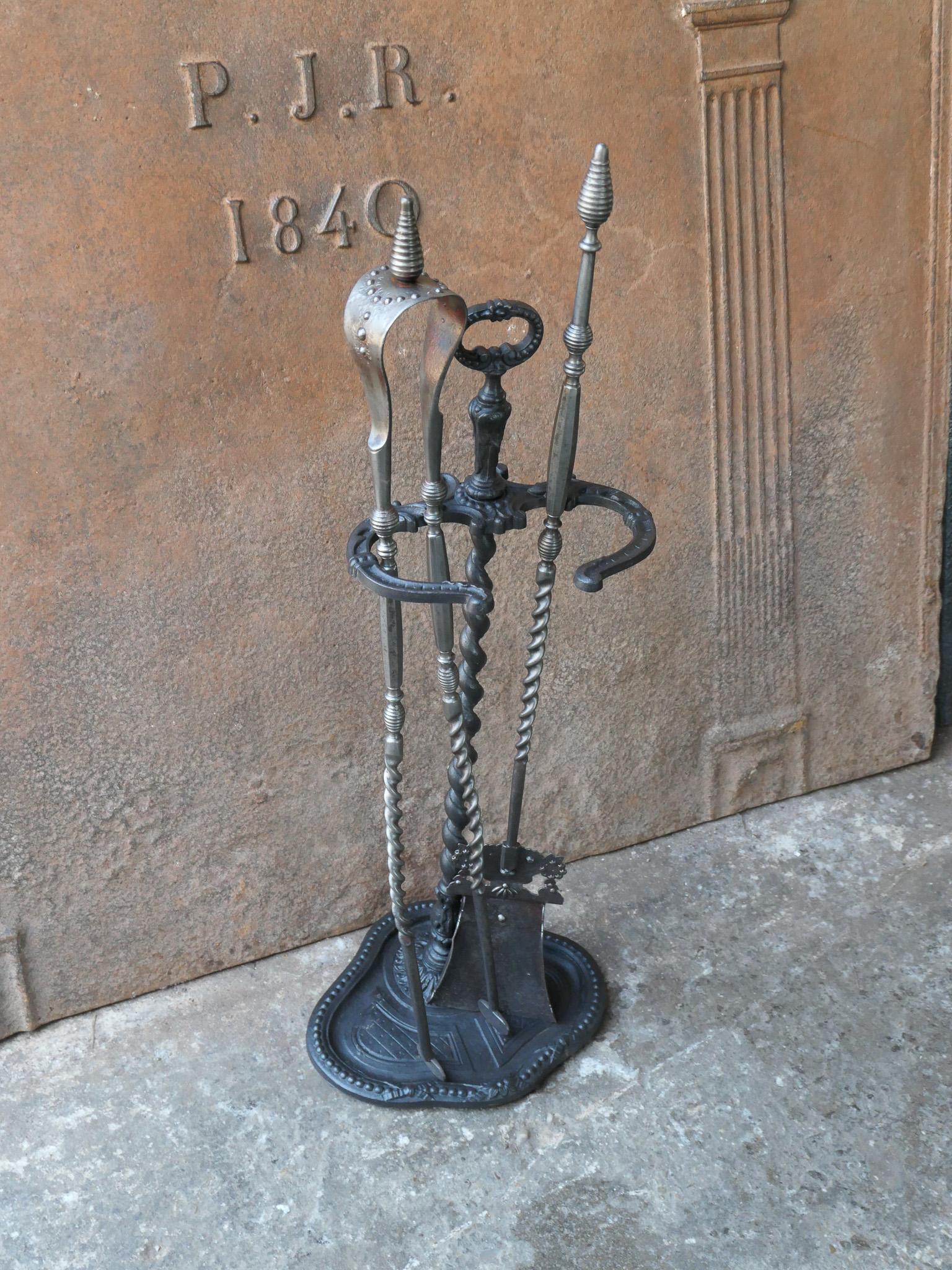 Decorated French Napoleon III Fireplace Tools, 19th Century For Sale 2