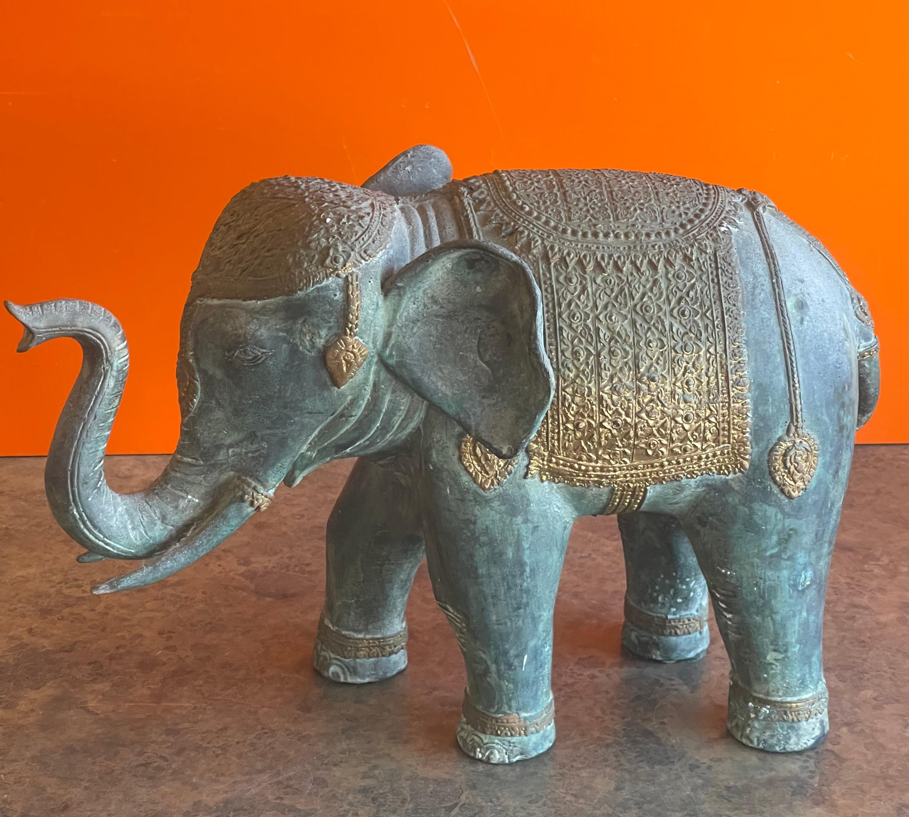 20th Century Decorated Indian Elephant Bronze Sculpture