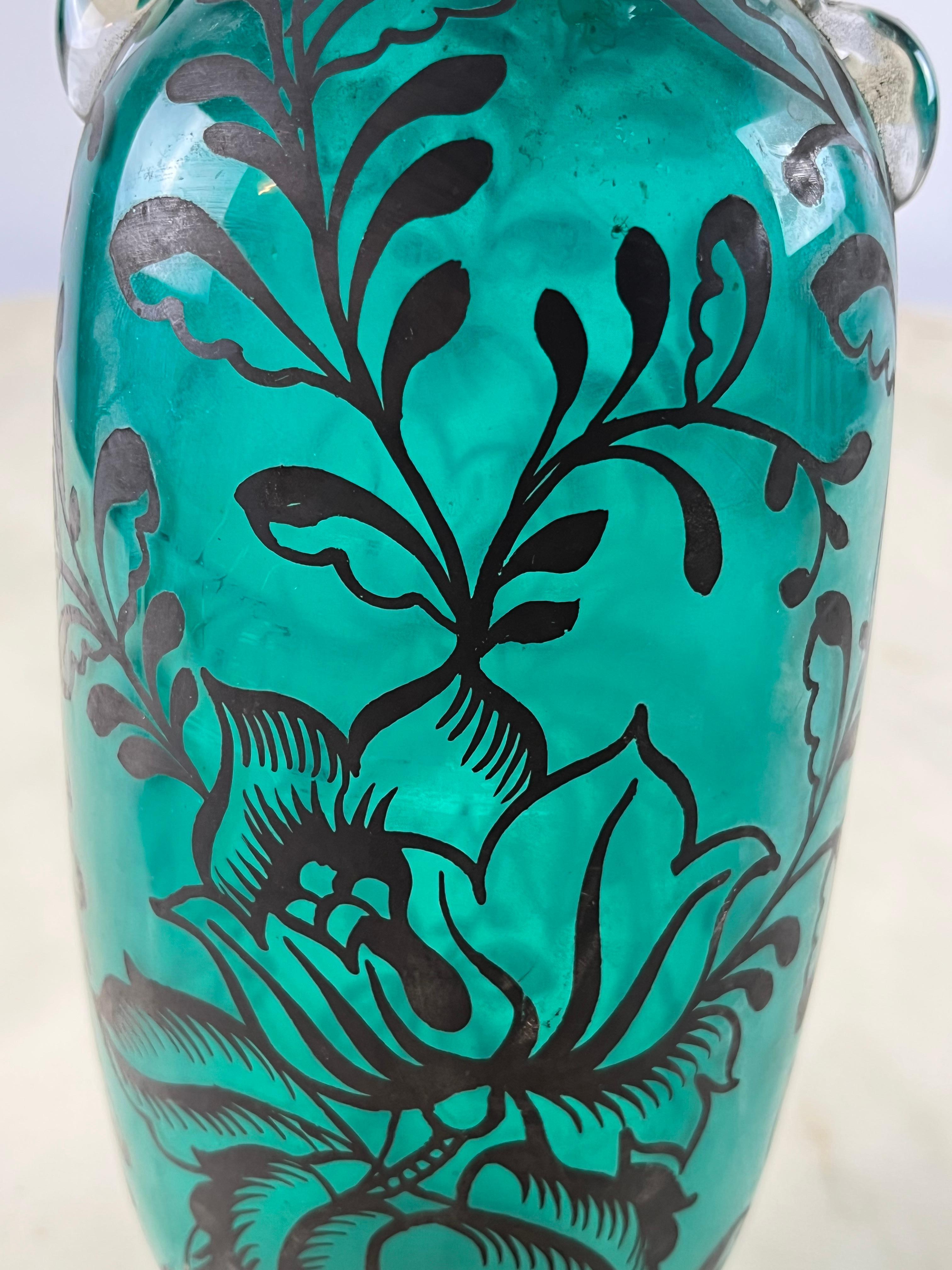 Milieu du XXe siècle Vase en verre de Murano décoré, Italie, 1945 en vente
