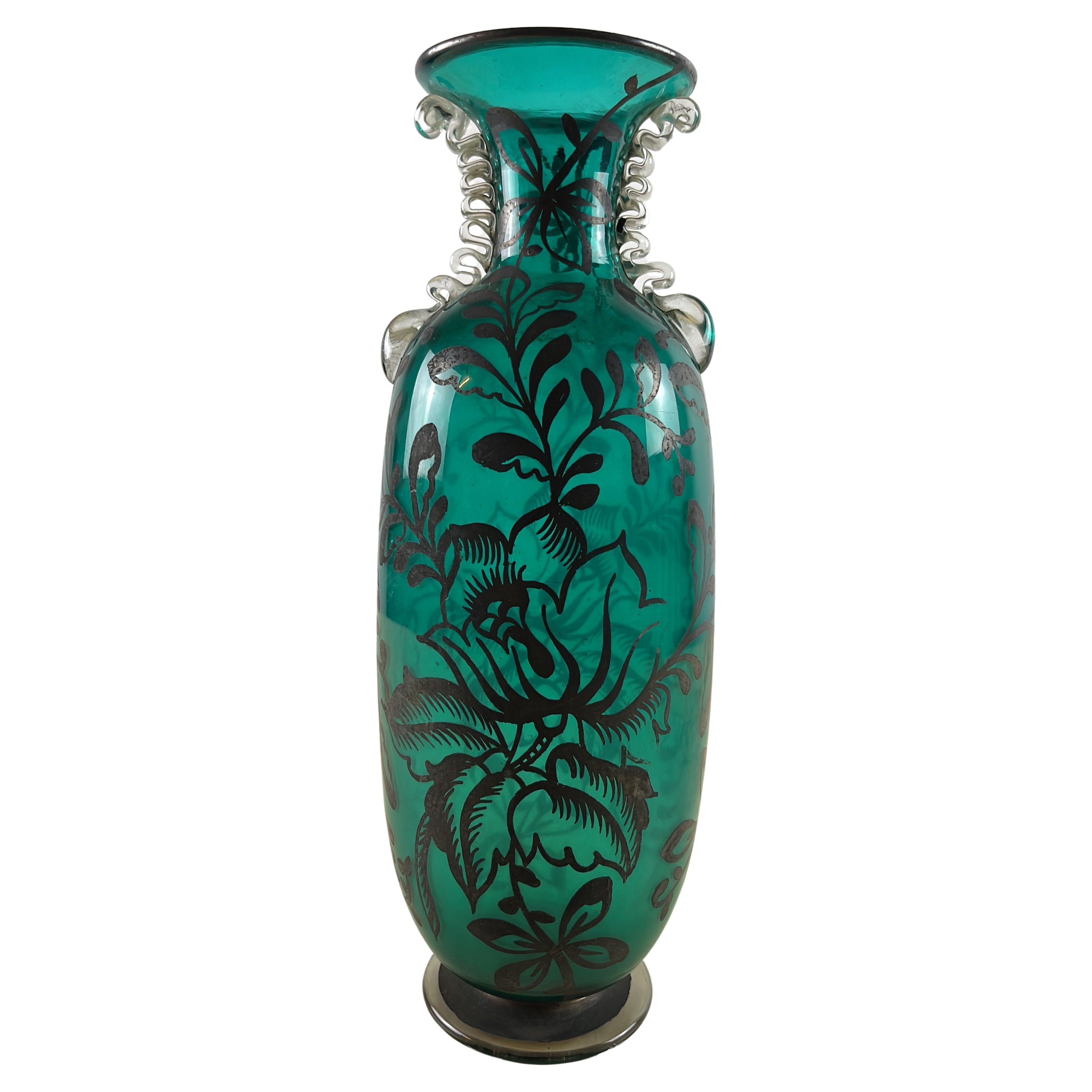 Decorated Murano Glass Vase, Italy, 1945 For Sale