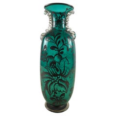 Vintage Decorated Murano Glass Vase, Italy, 1945