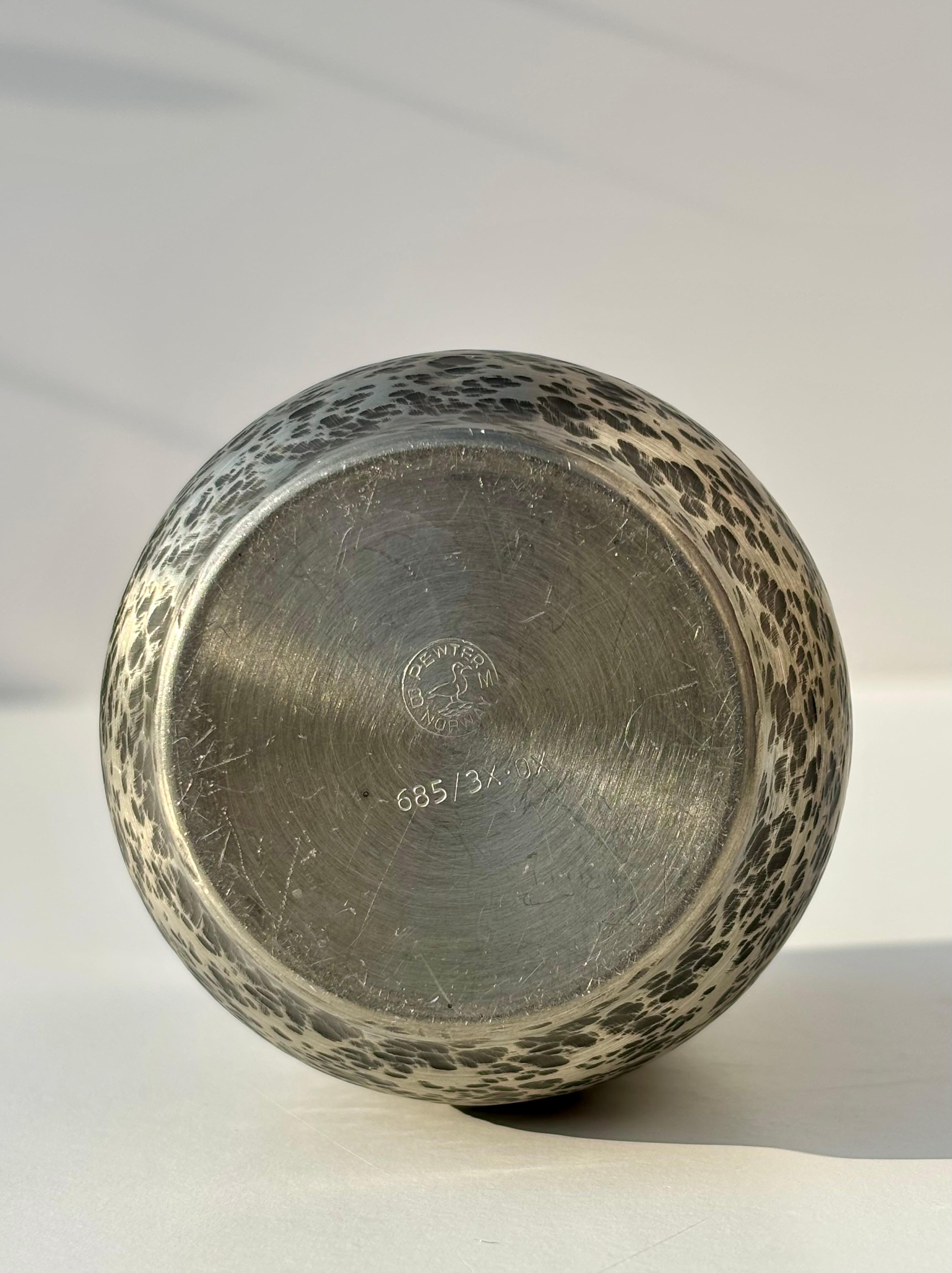 Decorated Pewter Lidded Vessel, Norway, 1950s For Sale 1