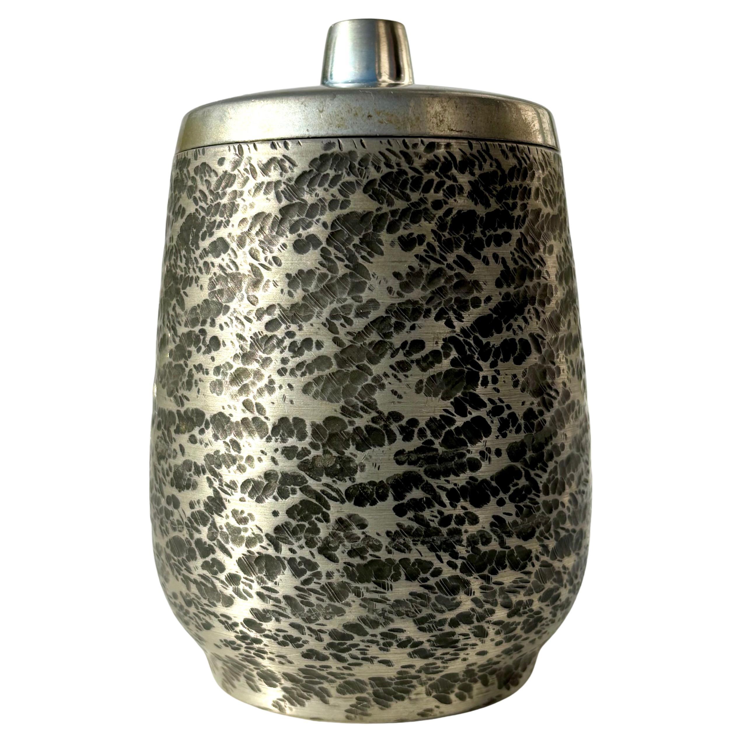 Decorated Pewter Lidded Vessel, Norway, 1950s For Sale