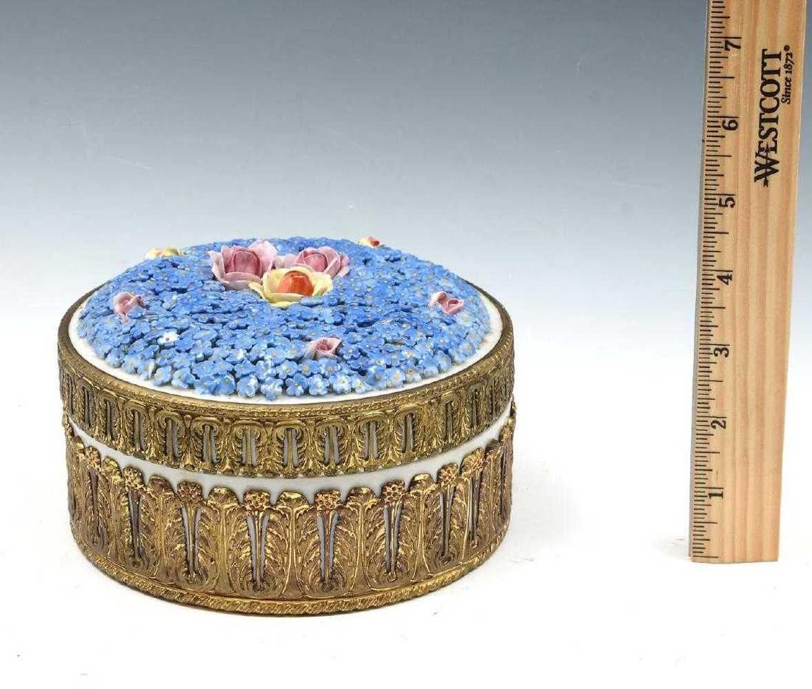 20th Century Decorated Porcelain Covered Forget-Me-Not Porcelain Box