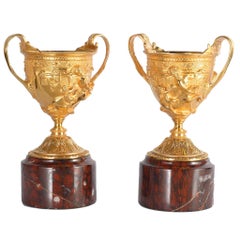 Hercules Satin brass cup with marble base