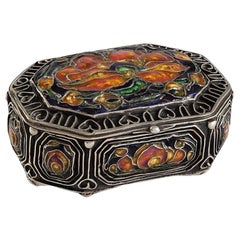  Elizabeth Copeland Enamel Poppies Silver Jewelry Box 